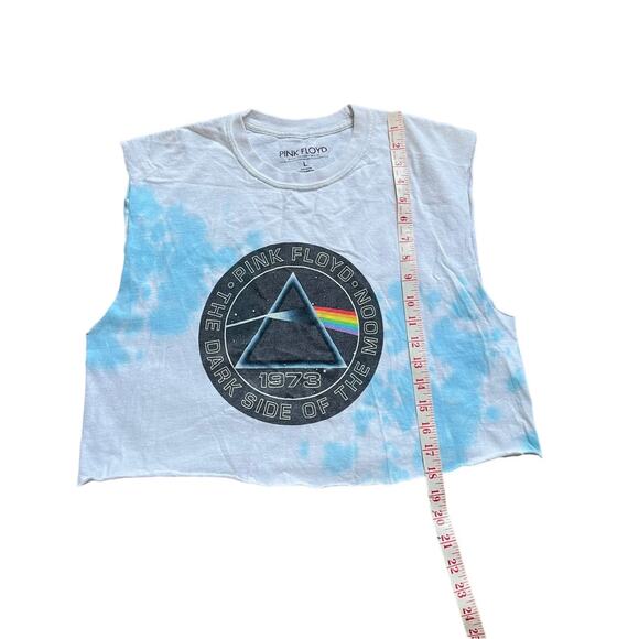 Pink Floyd Dark Side of the Moon Tie Dye Crop Top Raw Hem Size Large - GUC - Picture 5 of 7
